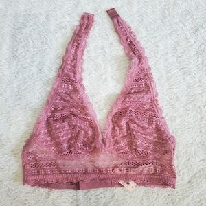 NWT Victoria's Secret VS Blush Rose Pink Halter Lace Bralette Size Small